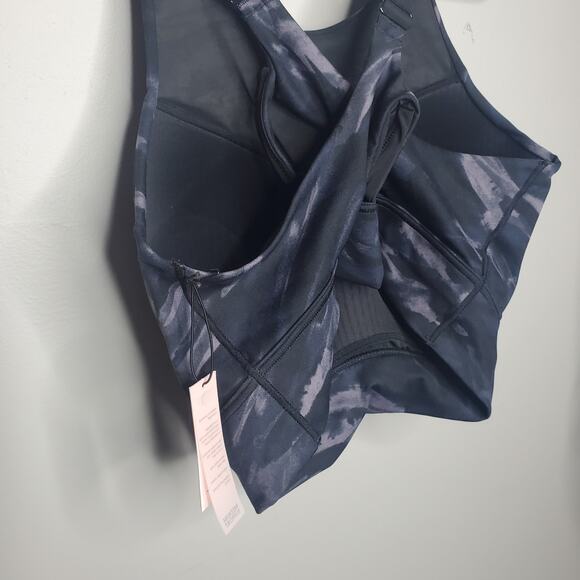 NWT Victoria's Secret Sport XXL Black Blue Abstract Marble Print Sports Bra - Picture 5 of 16